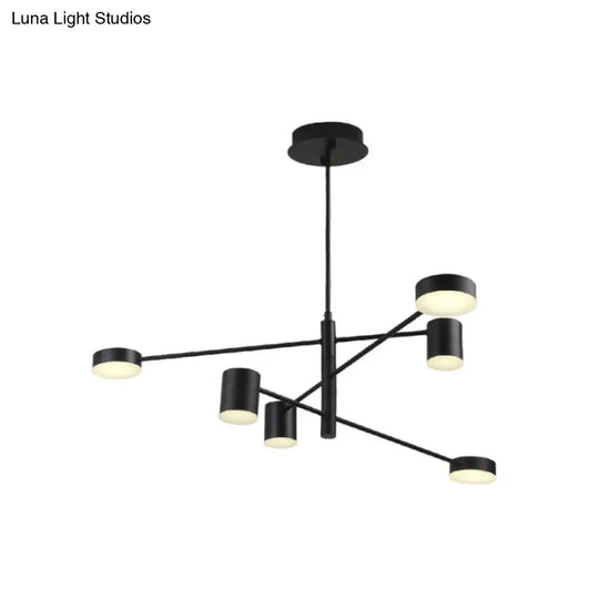 Contemporary Metal Chandelier Light Fixture - 3/4 Tiered 6/8 Lights Black/Gold Pendant For Bedroom