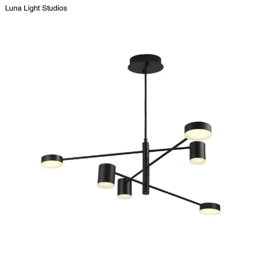 Contemporary Metal Chandelier Light Fixture - Tiered Design 6/8 Lights Black/Gold Perfect For