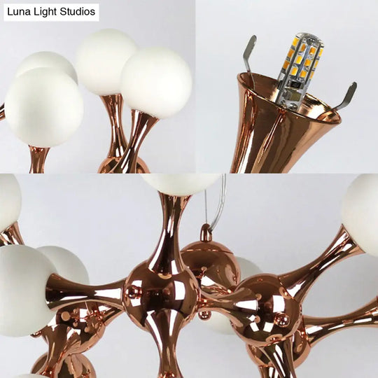 Contemporary Starburst Chandelier With Rose Gold Finish - 9/15 Lights Pendant