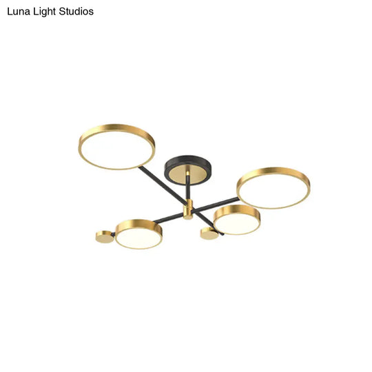 Contemporary Metal Circle Chandelier Light Fixtures For Living Room 4 / Gold Remote Control Stepless
