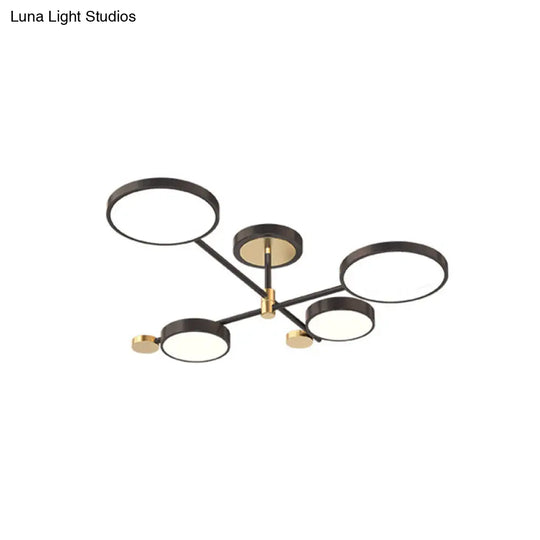 Contemporary Metal Circle Chandelier Light Fixtures For Living Room 4 / Black Third Gear