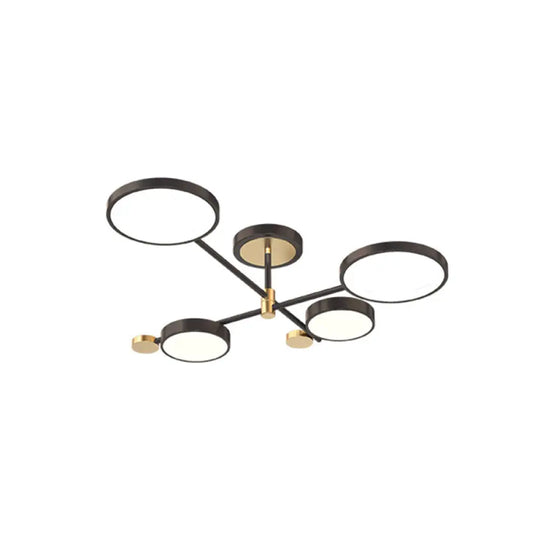 Contemporary Metal Circle Chandelier Light Fixtures For Living Room 4 / Black Remote Control