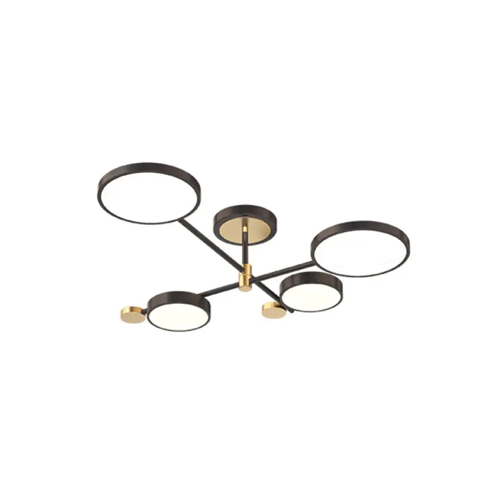 Contemporary Metal Circle Chandelier Light Fixtures For Living Room 4 / Black Third Gear