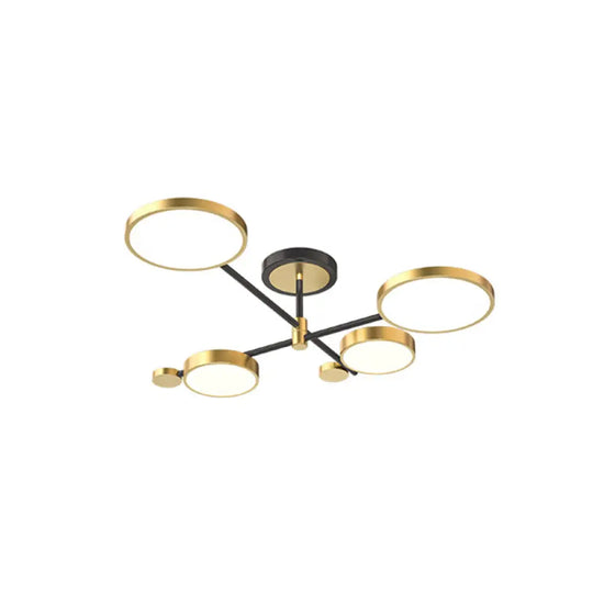 Contemporary Metal Circle Chandelier Light Fixtures For Living Room 4 / Gold Remote Control