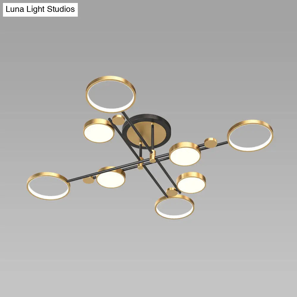 Contemporary Metal Circle Chandelier Light Fixtures For Living Room 8 / Gold Third Gear