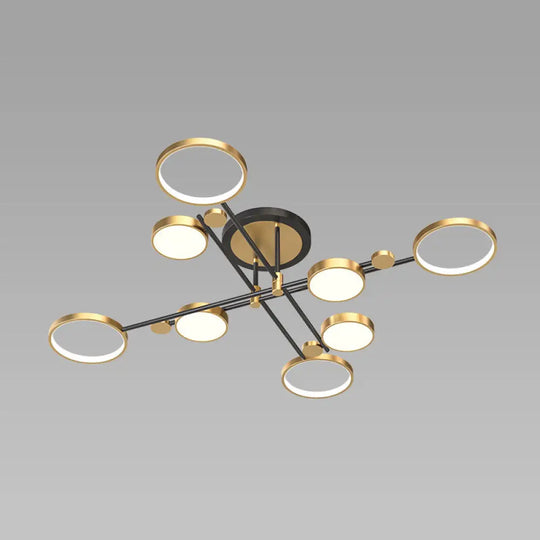 Contemporary Metal Circle Chandelier Light Fixtures For Living Room 8 / Gold Third Gear