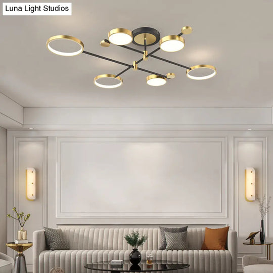 Contemporary Metal Circle Chandelier Light Fixtures For Living Room 6 / Gold Third Gear