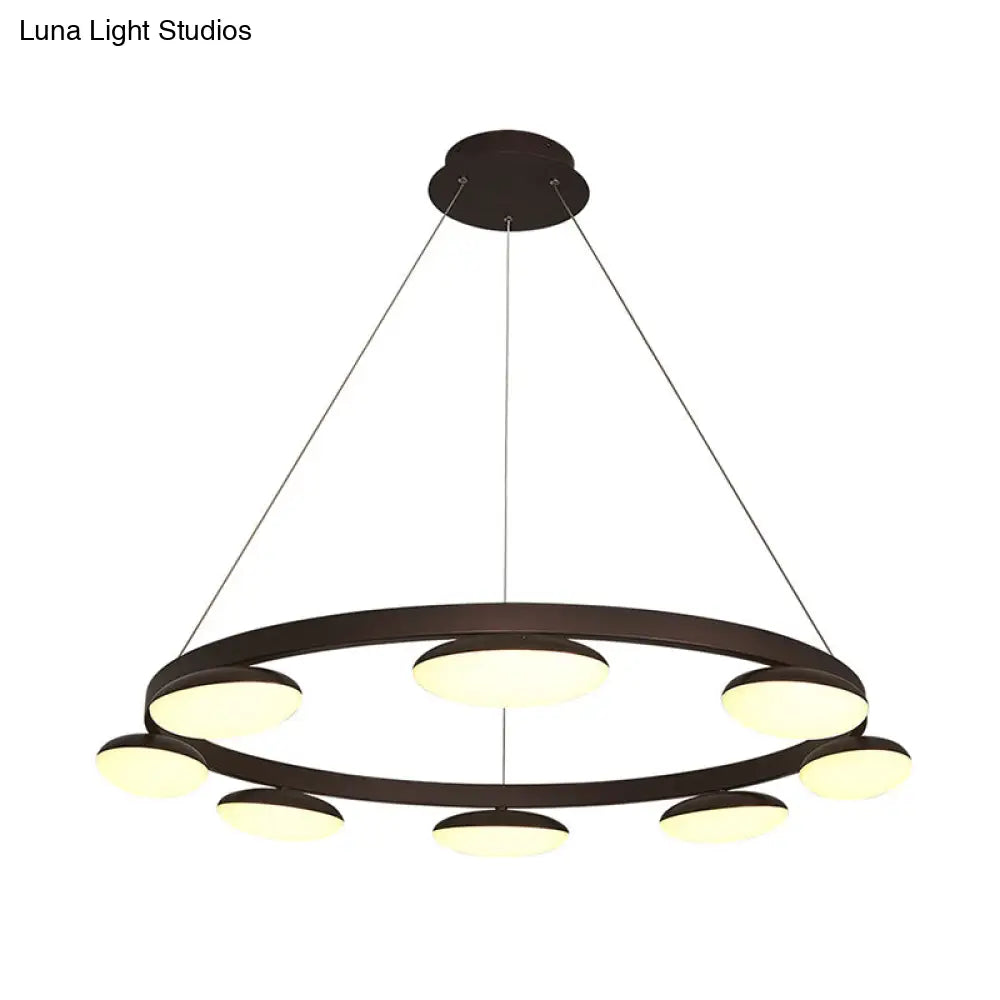 Contemporary Metal Coffee Pendant Chandelier | Circular Hanging Lamp Kit - 6/8 Heads Ideal For