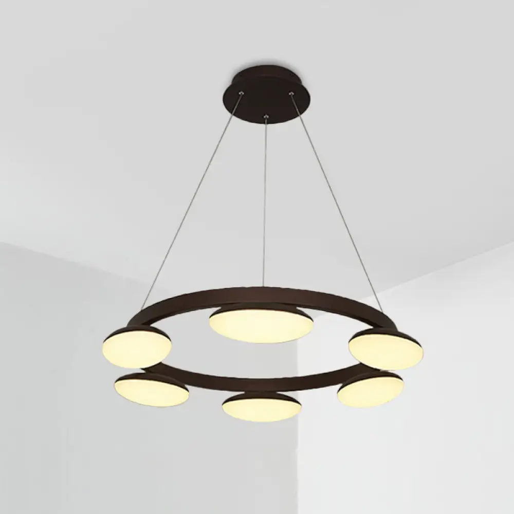 Contemporary Metal Coffee Pendant Chandelier | Circular Hanging Lamp Kit - 6/8 Heads Ideal For