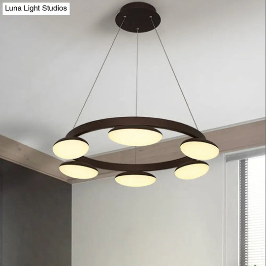 Contemporary Metal Coffee Pendant Chandelier | Circular Hanging Lamp Kit - 6/8 Heads Ideal For