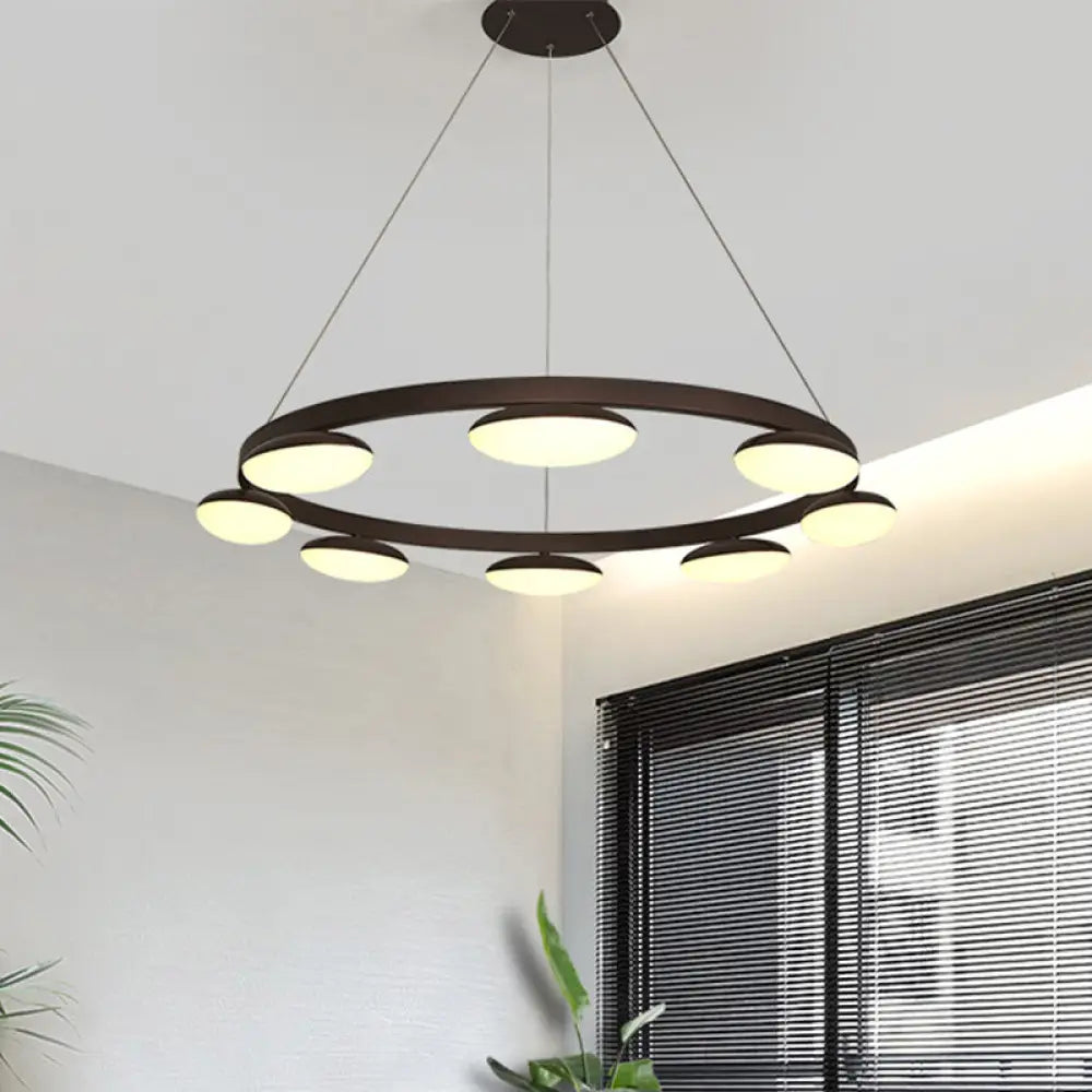 Contemporary Metal Coffee Pendant Chandelier | Circular Hanging Lamp Kit - 6/8 Heads Ideal For