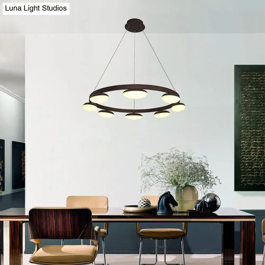 Contemporary Metal Coffee Pendant Chandelier | Circular Hanging Lamp Kit - 6/8 Heads Ideal For