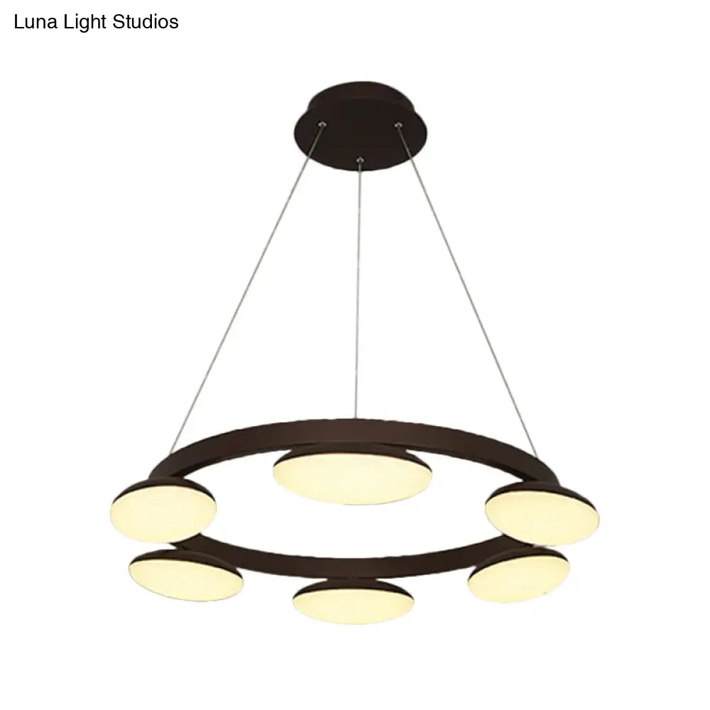 Contemporary Metal Coffee Pendant Chandelier | Circular Hanging Lamp Kit - 6/8 Heads Ideal For