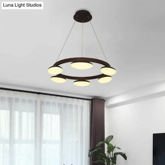 Contemporary Metal Coffee Pendant Chandelier | Circular Hanging Lamp Kit - 6/8 Heads Ideal For