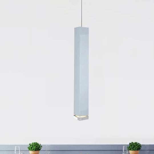 Harper - Modern Cuboid Suspension Light Metal Black/White Dining Room Led Pendant In White/Warm