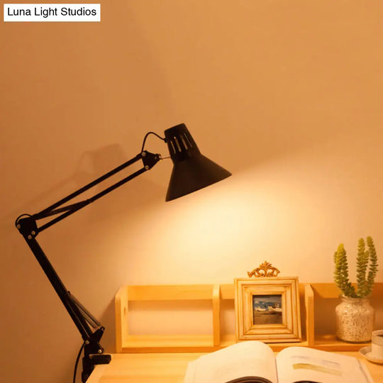 Contemporary Metal Desk Light With Adjustable Arm - Stylish Task Lamp For Study Room Black/White