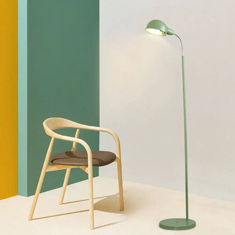 Contemporary Metal Dome Shade Floor Lamp With Flexible Gooseneck Arm Green