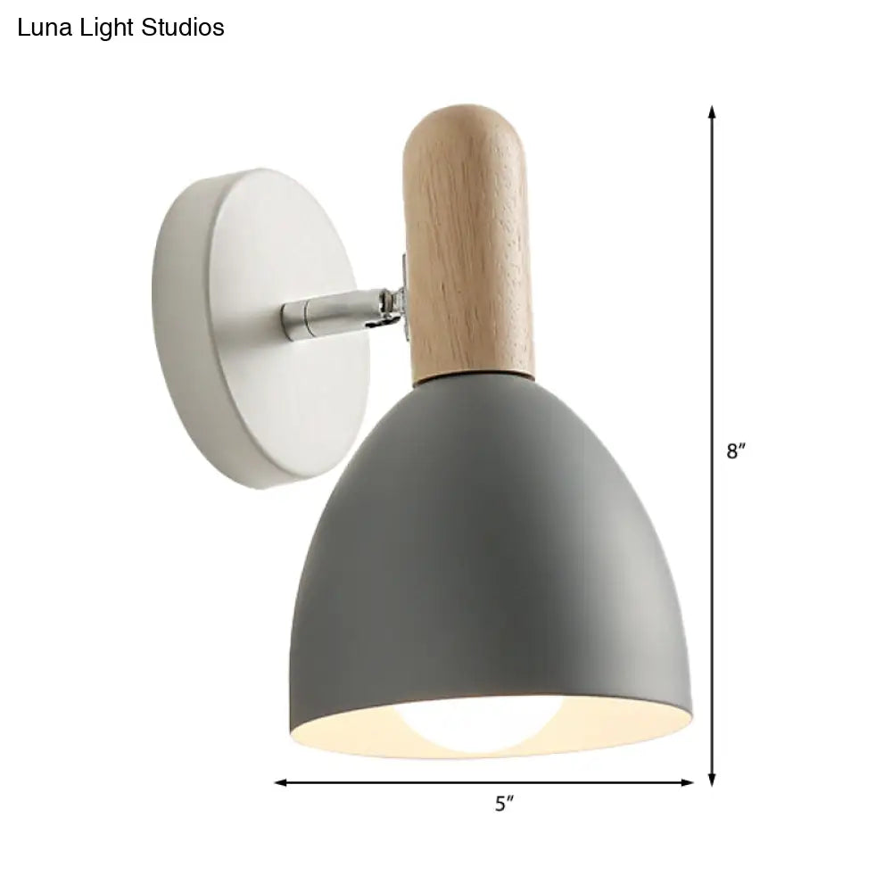 Contemporary Metal Dome Wall Sconce - 1 Head Black/Gray/White Light For Bedroom 5 W