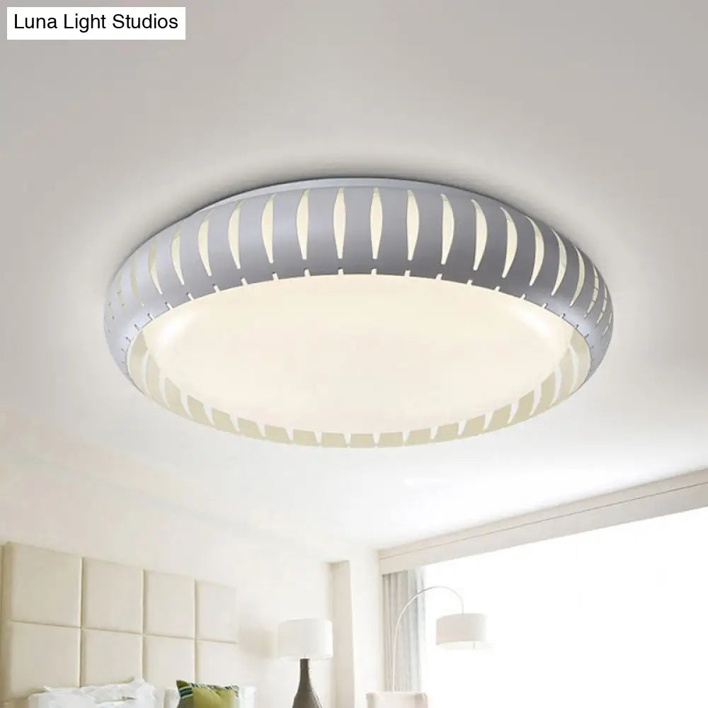 Contemporary Metal Doughnut Flush Lighting - White/Black Led Mount Fixture With Hollow - Out Design