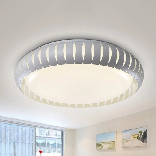 Contemporary Metal Doughnut Flush Lighting - White/Black Led Mount Fixture With Hollow - Out Design