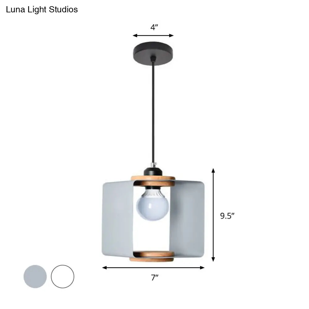 Metal Drop Pendant - Contemporary 1 Light Grey/White Dining Room Hanging Fixture