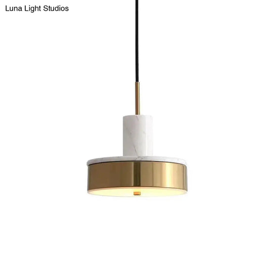 Contemporary Metal Drum Pendant Lamp - 1-Light Led Hanging Ceiling Light For Dining Room