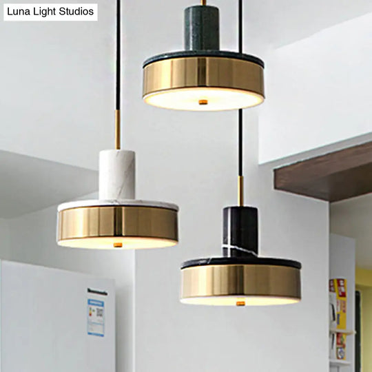 Contemporary Metal Drum Pendant Lamp - 1-Light Led Hanging Ceiling Light For Dining Room