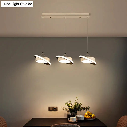 Contemporary Metal Drum Pendant Light With 3 Bulbs And Rotatable Ring In Warm/White