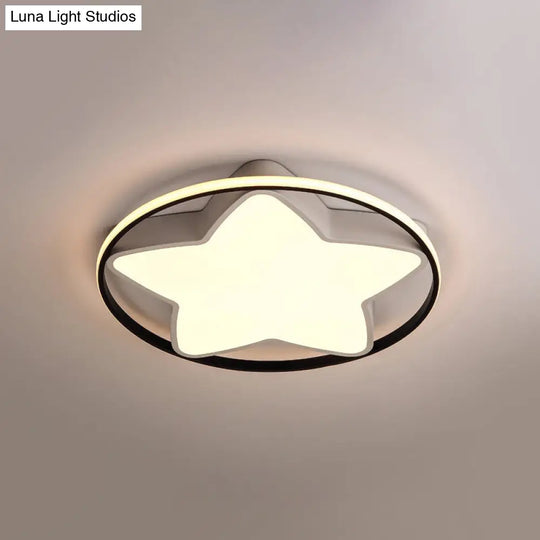 Contemporary Metal Five-Pointed Star Ceiling Light In Black & White - 19.5/23.5 Wide Led Flush Mount