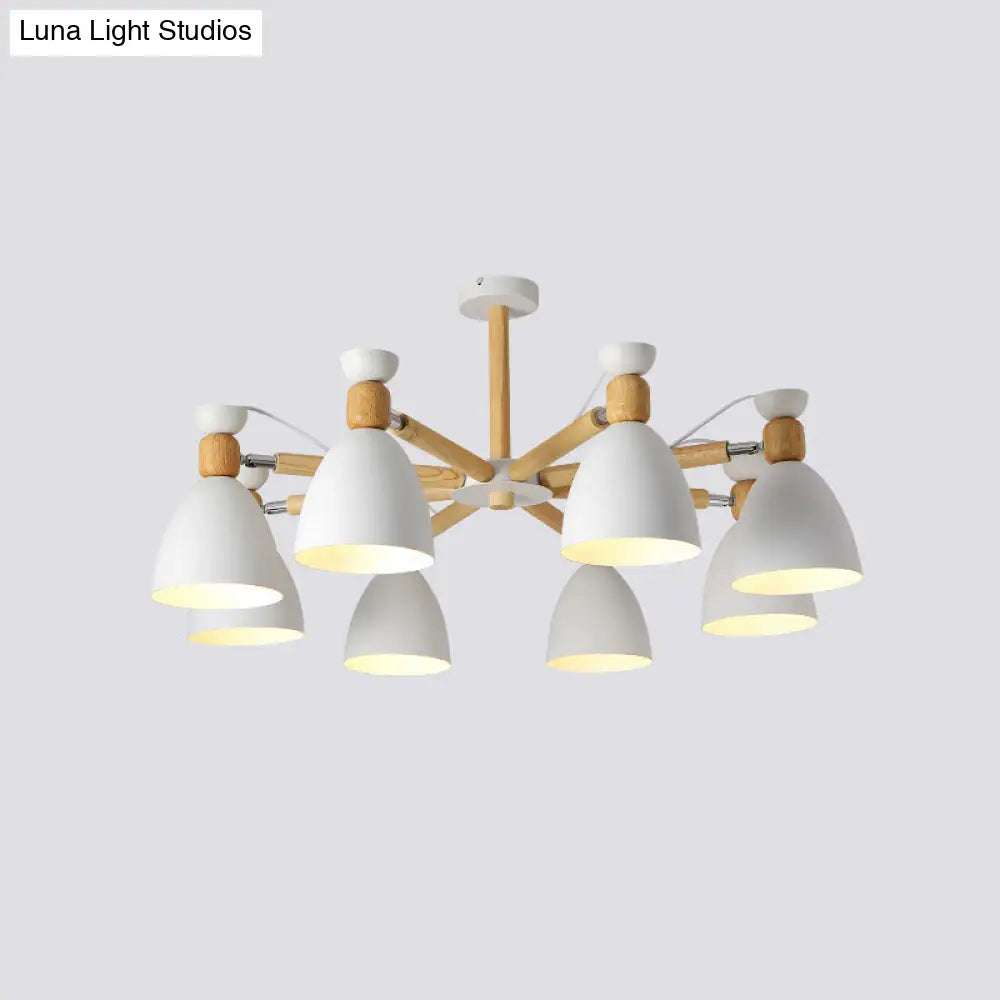 Contemporary Metal Flared Semi - Flush Mount Ceiling Light With Wood Arm - Ideal For Living Room