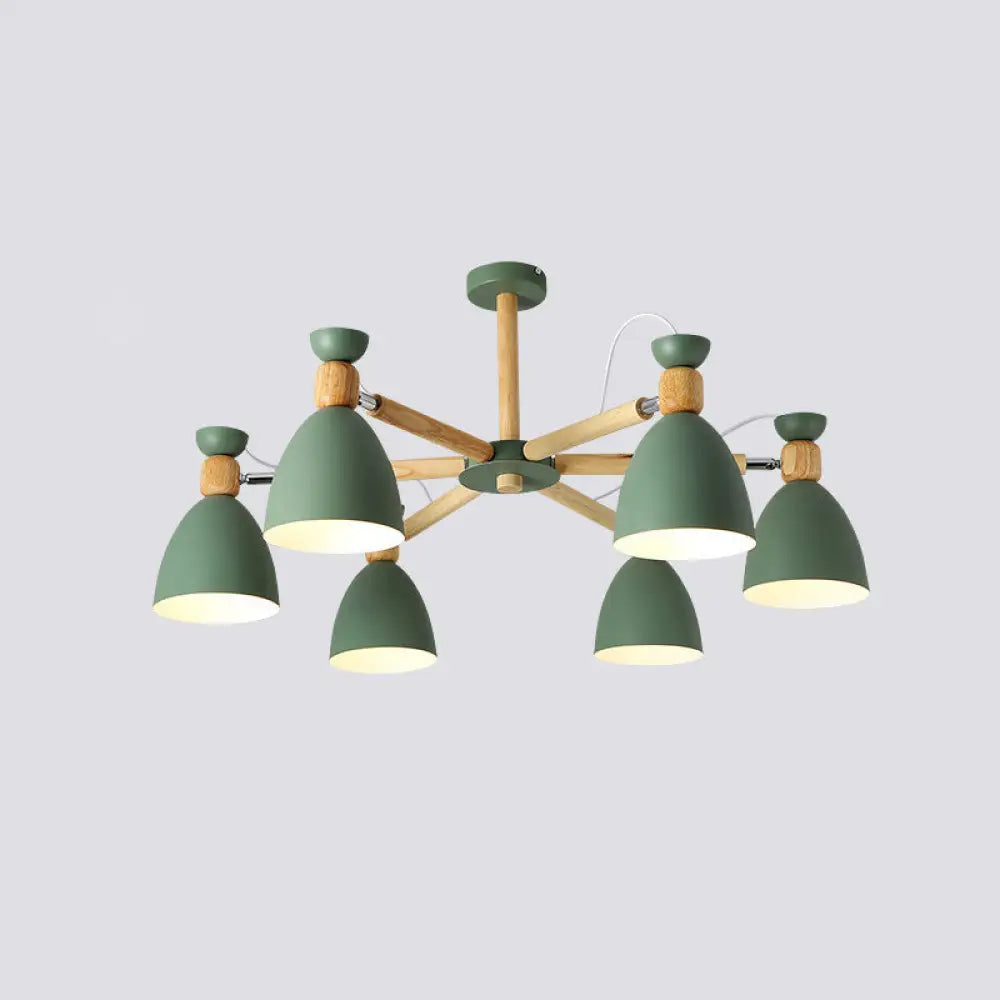 Contemporary Metal Flared Semi - Flush Mount Ceiling Light With Wood Arm - Ideal For Living Room 6