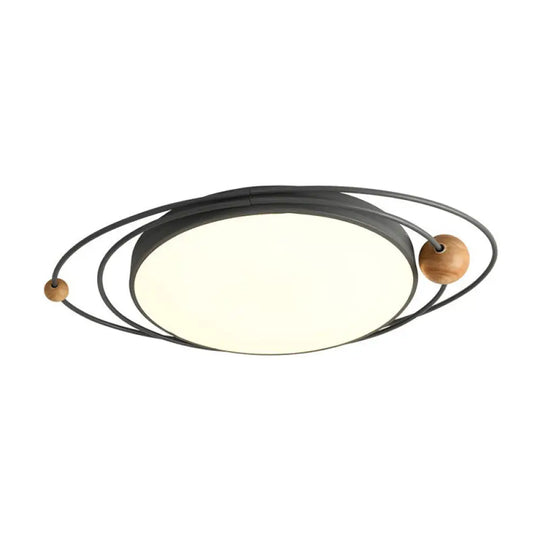 Contemporary Metal Flush Ceiling Light - Led Mount Fixture For Living Room Black / 21.5 Warm