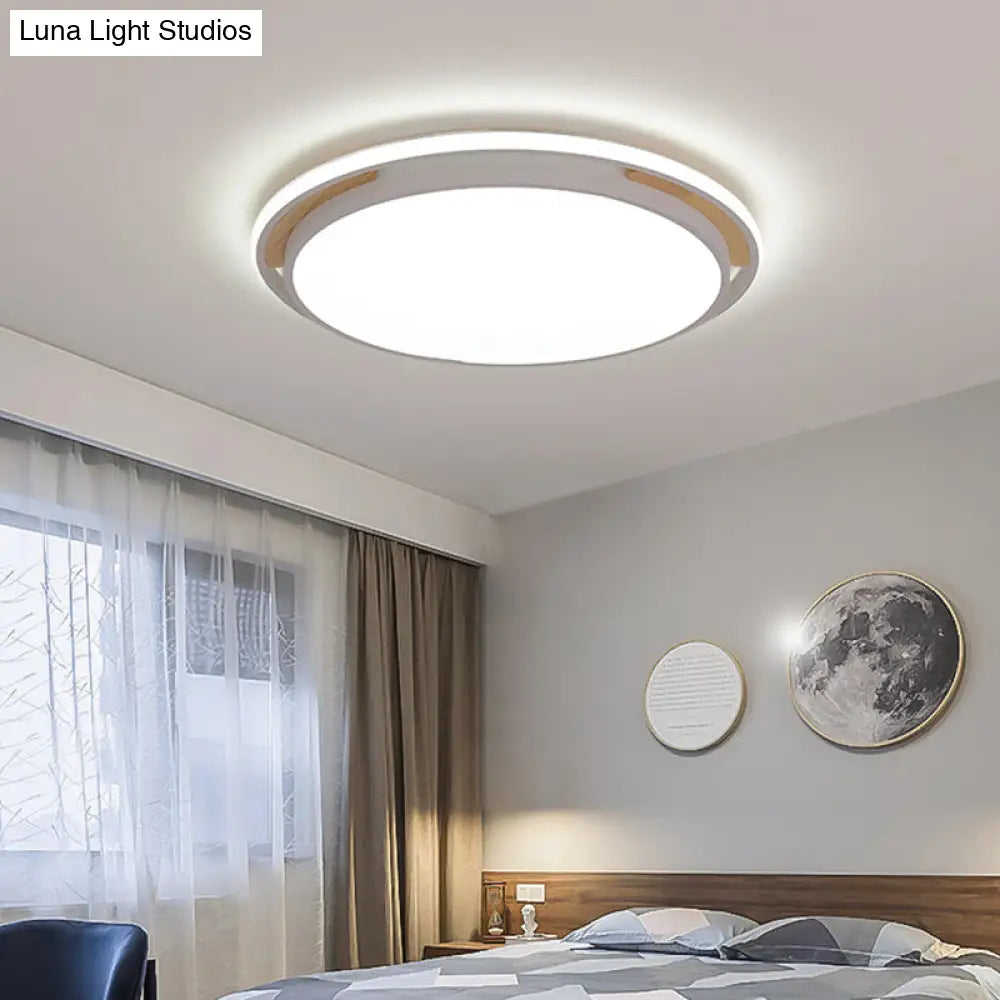 Contemporary Metal Flush Lighting In Grey/White With Led Close To Ceiling Lamp – White/Warm Light