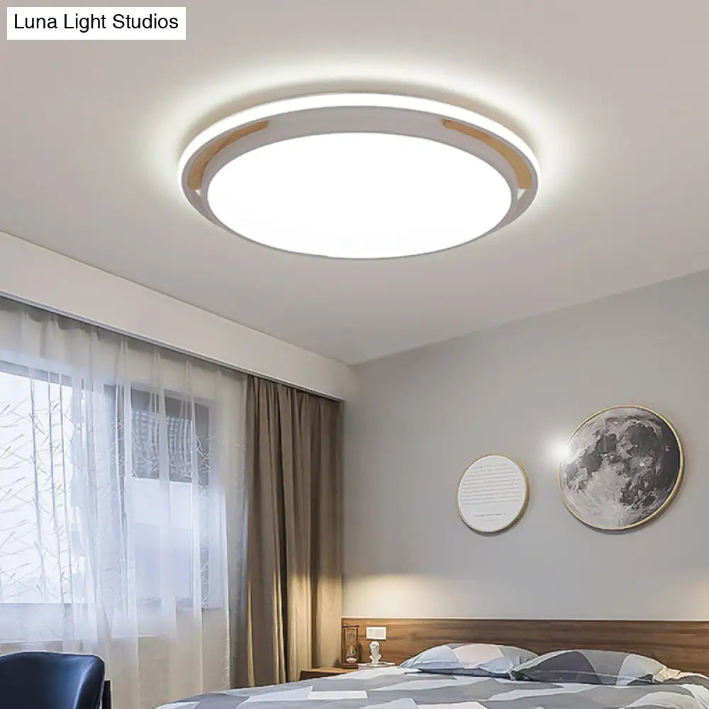 Contemporary Metal Flush Lighting In Grey/White With Led Close To Ceiling Lamp White/Warm Light