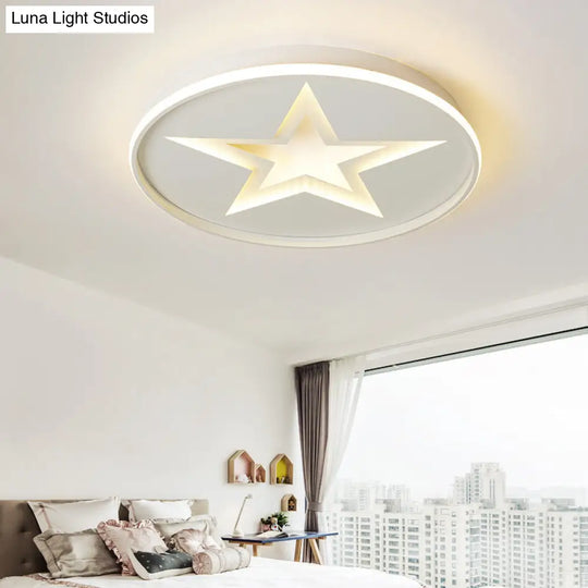 Contemporary Metal Flush Mount Star Ceiling Lamp White Finish For Living Room Illumination / 18