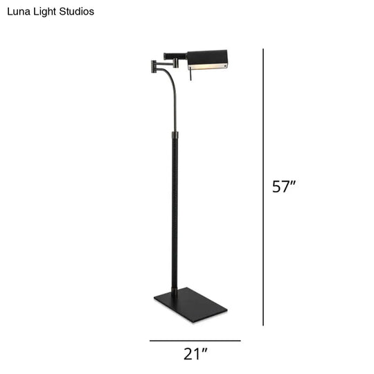 Contemporary Metal Half-Cylinder Floor Light: Black Leather Standing Lamp