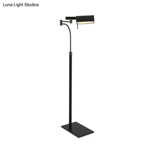 Contemporary Metal Half-Cylinder Floor Light: Black Leather Standing Lamp