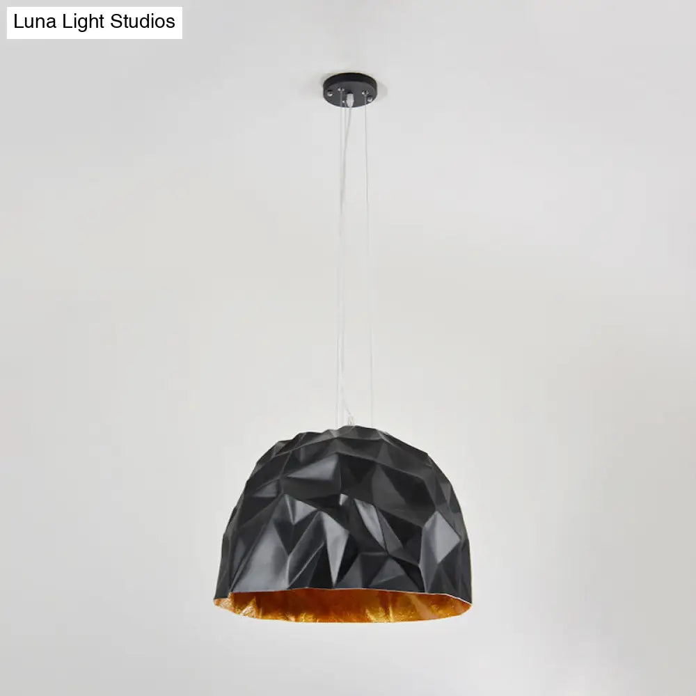 Modern Metal Ceiling Pendant Light With Domed Design In Black/White