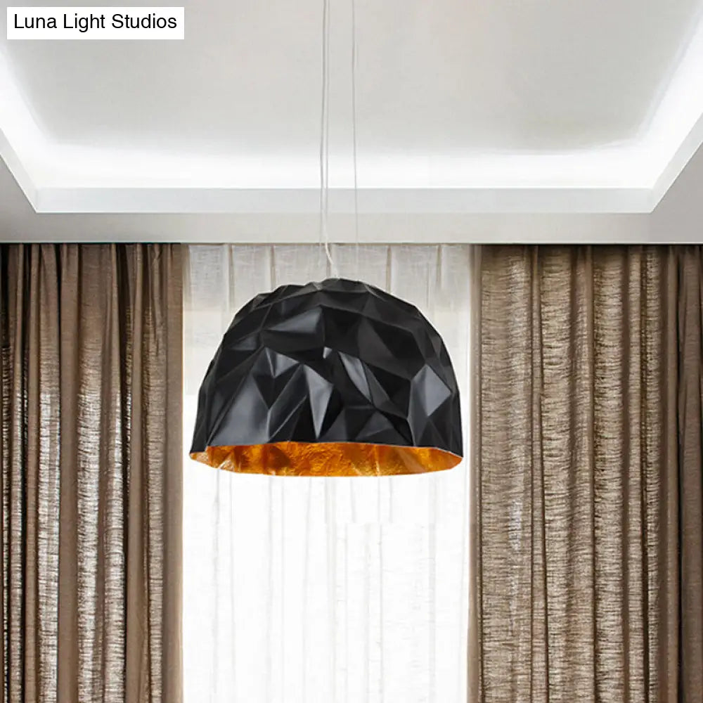 Modern Metal Ceiling Pendant Light With Domed Design In Black/White Black