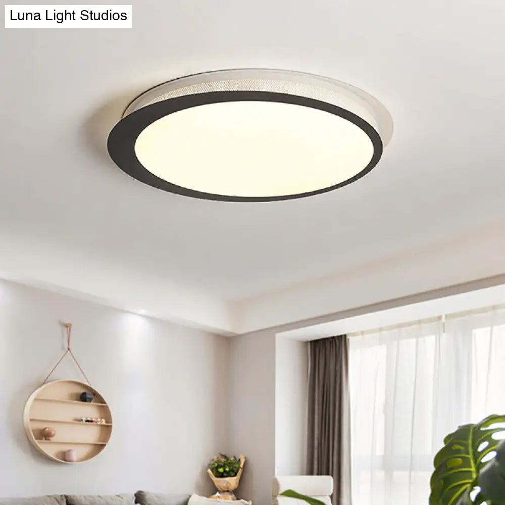 Contemporary Metal Led Ceiling Mount Lamp - Circle Flush Light Fixture With Acrylic Diffuser In