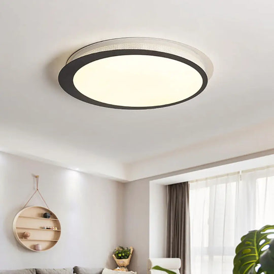 Contemporary Metal Led Ceiling Mount Lamp - Circle Flush Light Fixture With Acrylic Diffuser In