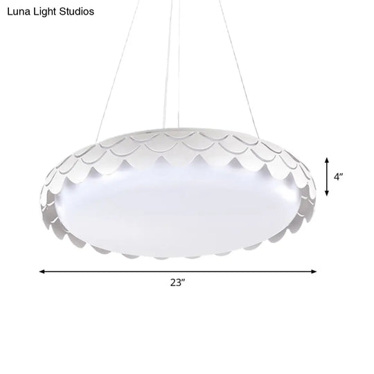 Contemporary Metal Led Fish Scale Pendant Lamp Kit – White/Gold Warm/White/Natural Light