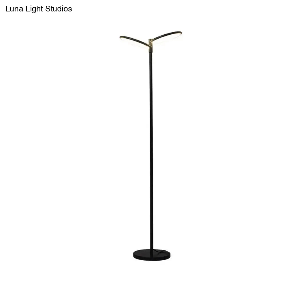 Contemporary Metal Led Floor Lamp - Stylish Black Standing Light For Bedside Reading