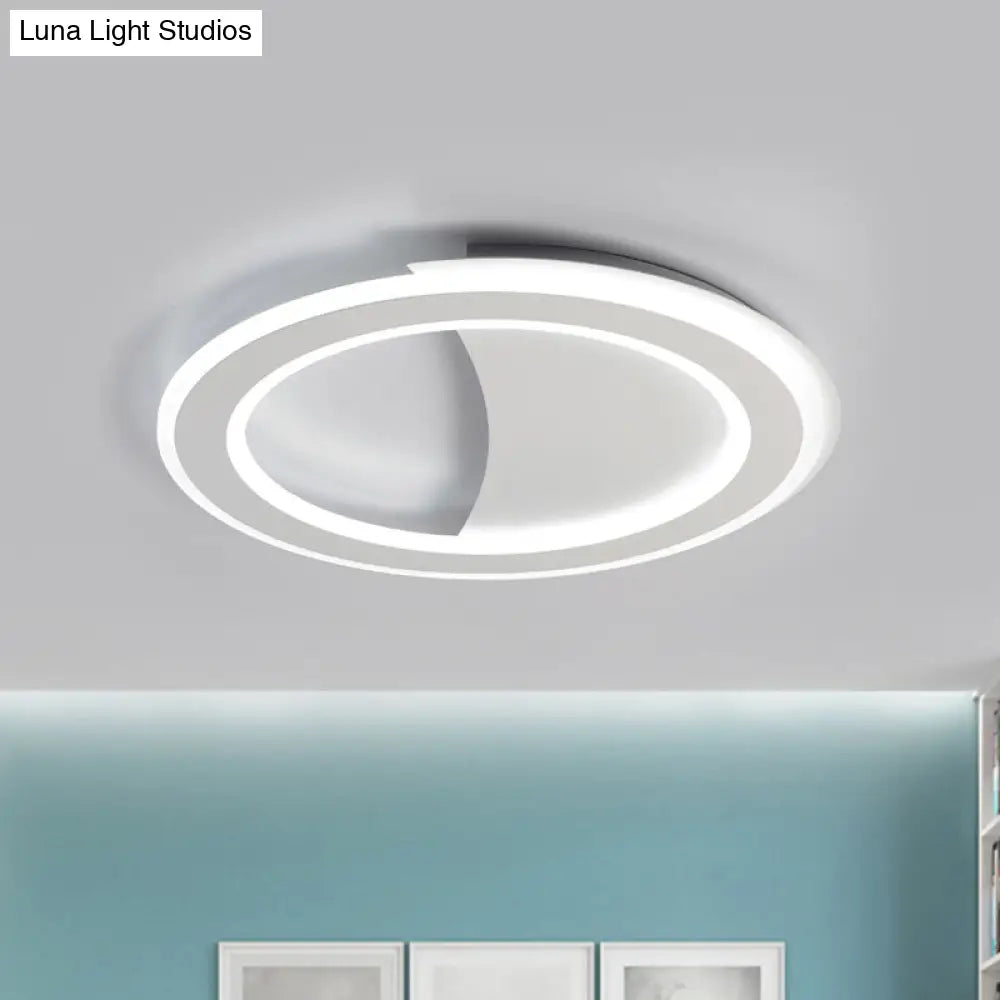 Contemporary Metal Led Flush Light With Halo Ring In Black/White - Warm/White Ceiling Mount Lamp