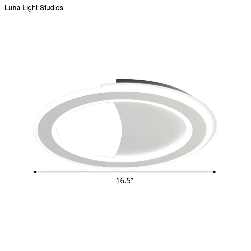 Contemporary Metal Led Flush Light With Halo Ring In Black/White - Warm/White Ceiling Mount Lamp