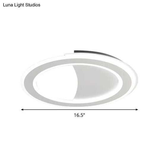 Contemporary Metal Led Flush Light With Halo Ring In Black/White - Warm/White Ceiling Mount Lamp