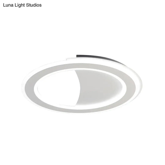 Contemporary Metal Led Flush Light With Halo Ring In Black/White - Warm/White Ceiling Mount Lamp