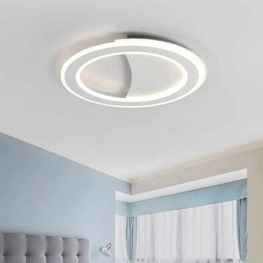 Contemporary Metal Led Flush Light With Halo Ring In Black/White - Warm/White Ceiling Mount Lamp