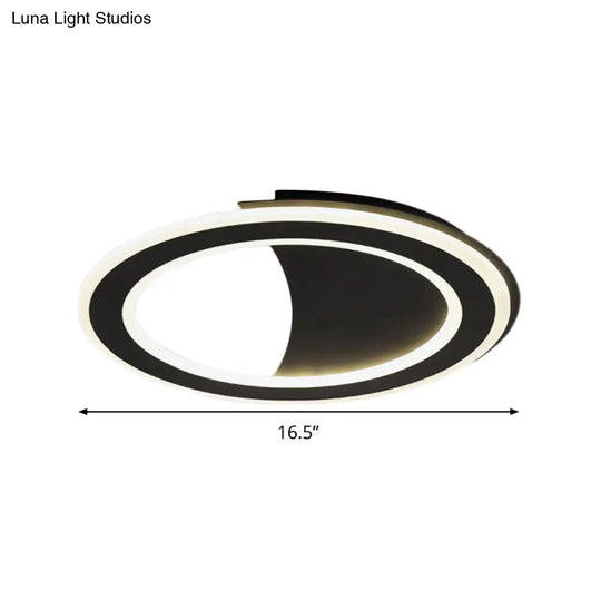 Contemporary Metal Led Flush Light With Halo Ring In Black/White - Warm/White Ceiling Mount Lamp