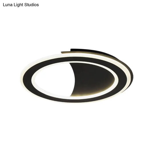 Contemporary Metal Led Flush Light With Halo Ring In Black/White - Warm/White Ceiling Mount Lamp